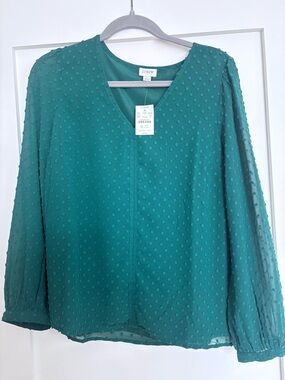 J. Crew Factory Dot V-Neck Blouse